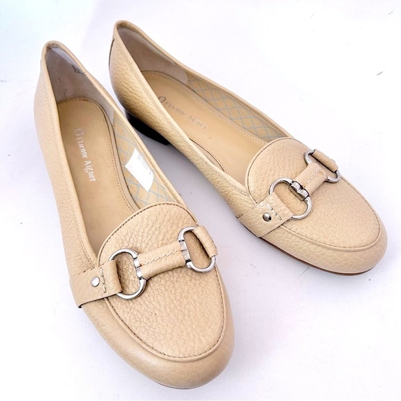 ETIENNE AIGNER Womens Tan Pebbled Leather Round Toe Loafers Size 8.5 NWOB - Picture 1 of 11